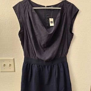 GAP Dress Size 10 Navy Blue - Pockets, Elastic waist, Zipper, Cap Sleeves - NWT